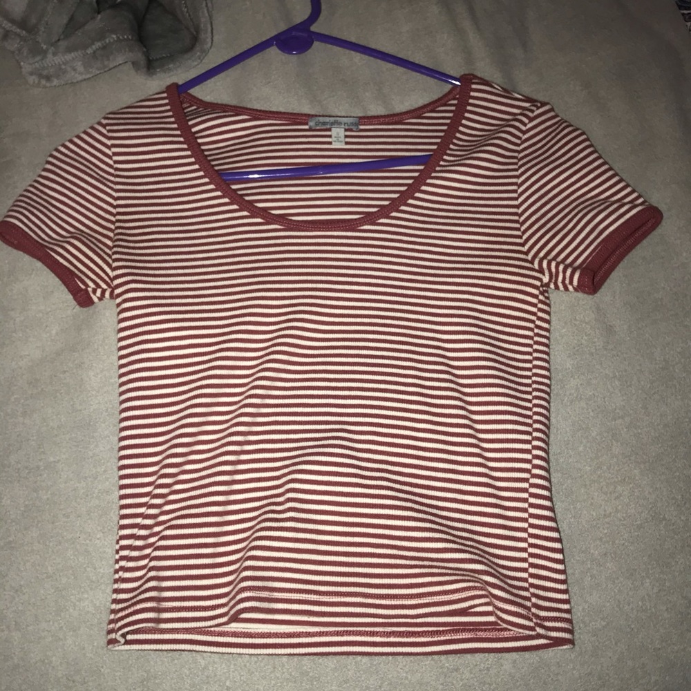 Maroon Striped Crop Top